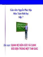 Quan hệ giữa góc và cạnh đối diện trong một tam giác
