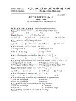 đề kiểm tra và đáp án Học kì I - lớp 12
