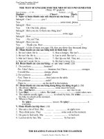 đề kiểm tra chất lượng giữa kỳ 2 - Tiếng Anh 6