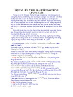 MỘT SỐ LƯU Ý KHI GIẢI PHƯƠNG TRÌNH LƯỢNG GIÁC