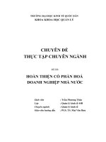 HOÀN THIỆN QUÁ TRÌNH CỔ PHẦN HOÁ DNNN Ở NƯỚC TA 