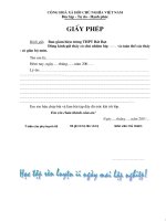 Mẫu giấy phép cho học sinh