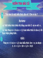 Tiết 52 Giá trị của biểu thức ĐẠi số