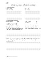 Đề tham khảo môn Toán CKI