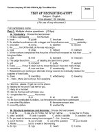 đề thi tuyển nhân viên vào vị trí quản lí du lịch