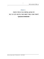 PHÂN TÍCH TÀI CHÍNH, KINH TẾ DỰ ÁN XÂY DỰNG NHÀ BIỆT THỰ CHO THUÊ