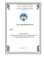 SOME SOLUTIONS  FOR THE DEVELOPMENT OF CONSUMER LENDING  AT TECHCOMBANK HOANG QUOC VIET 