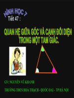 Tiết 47 Quan hệ giữa góc và cạnh đối diện trong tam giác