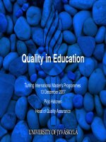 QUALITY IN EDUCATION