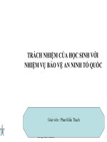 TRÁCH NHIỆN HỌC SINH VỚI NHIỆM VỤ BVTQ