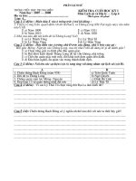 Đề KT môn Lịch sử cuối kỳ I (2007 - 2008)