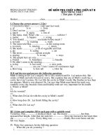 Đề kiểm tra chất lượng giữa kỳ 2 - Tiếng Anh 7