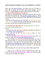 MỘT SỐ KINH NGHIỆM TẠO LẬP WEBSITE CÁ NHÂN