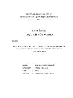 GIẢI PHÁP NÂNG CAO CHẤT LƯỢNG TÍN DỤNG NGẮN HẠN CỦA NGÂN HÀNG NÔNG NGHIỆP & PHÁT TRIỂN NÔNG THÔN TỈNH ĐIỆN BIÊN