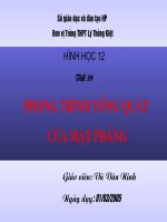 Tiết 39: Phương trình tổng quát của mặt phẳng - bai giảng nhất cụm  thủy nguyên - 2005