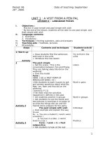 Unit 1: A visit from a pen pal