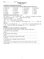 Đề Kiểm tra Anh 7 bài số 1-HKI