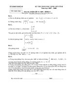 Đề thi HSG tỉnh Bảng A môn toán học