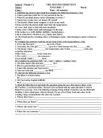 Kiểm tra học kỳ AV khối 7(cực hay)