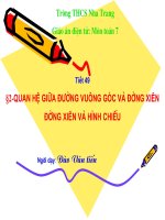 Chương III - Bài 2: Quan hệ giữa đường vuông góc và đường xiên, đường xiên và hình chiếu