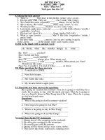 Kiểm tra Tiếng Anh 7 45'' năm 08-09 có đáp án biểu điểm