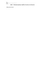 Đề Toán tham khảo cuối kỳ I