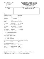 Đề kiểm tra Anh 6 (bài số 1 đề chẵn)