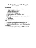 Đề KT trọng tâm cuối HKI môn Sinh7