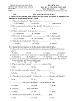 Đề kiểm tra kì I - Anh 6