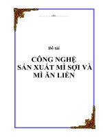 CÔNG NGHỆ  SẢN XUẤT MÌ SỢI VÀ MÌ ĂN LIỀN  