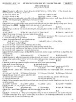Đề thi HK I Môn Sinh 12 Năm học 2008-2009