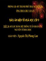 Tiết 39: Sơ lược bảng HTTH các nguyên tố hóa học