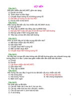 Ngân hàng câu hỏi trắc nghiệm sinh 9