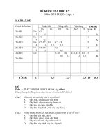 Noel 2008-Đề thi Sinh HK1 và đáp án lớp 6 (Đề 03)