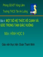 Mot so he thuc ve canh va goc trong tam giac vuong