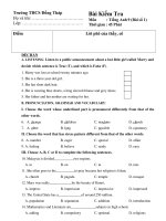 Bài Ktra T/nghiệm 1 tiết HKI