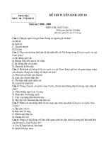 Đề thi & đáp án tuyển sinh 10 Đại trà Môn Ngữ văn 3