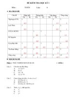 Đề thi Toán HK1 và đáp án lớp 6 (Đề 8)