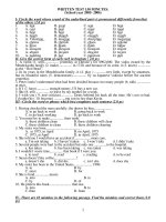 Written Test 150 minutes (Luyện thi HSG số 3)