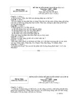 Đề thi & đáp án tuyển sinh 10 Đại trà Môn Sinh 3