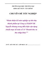Đề tài “Hoàn thiện kế toán nghiệp vụ tiêu thụ thành phẩm tại Công ty SX&DVXK Nguyễn Hoàng trong điều kiện vận dụng chuẩn mực kế toán số 14 “Doanh thu và thu nhập khác””