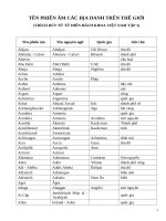 TÊN PHIÊN ÂM CÁC ĐỊA DANH TRÊN THẾ GIỚI