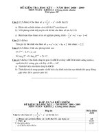 Đề thi và đáp án Toán 12CB - HK1