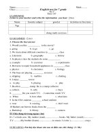 bài kiểm tra anh 7 số 2 HK I