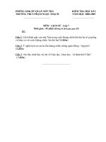 Đề kiểm tra kì I - Sử 7