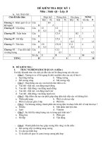 Noel 2008-Đề thi Sinh HK1 và đáp án lớp 8(Đề 13)