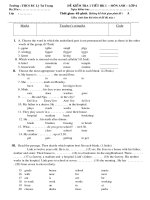 Kiem tra 1 tiet Anh 6