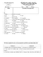 Đề kiểm tra Anh 8 (bài số 1 đề lẻ)