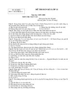 Đề thi & đáp án thi BKI lớp 11 Môn Ngữ văn