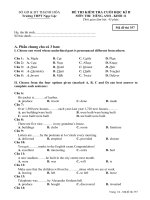 Đề thi kiểm tra HK II - khối 11, mã đề 357